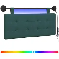 vidaXL Hangend hoofdbord Met LED-verlichting Donkergroen Stof