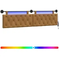 vidaXL Hangend hoofdbord Met LED-verlichting Bruin Fluweel