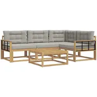 vidaXL Buiten bank set 5 st Wit en Lichtgrijs Polyester