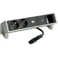 Bachmann DESK2 2xbeschermend contact USB C, USB Lader 30W 1xABD 0,2m GST18 INOX