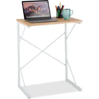 Relaxdays bureau - laptoptafel - 75 x 60 x 40 cm - ondiepe computertafel - mdf & ijzer - wit-bruin