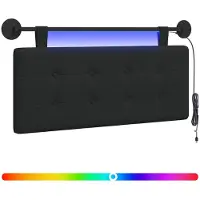 vidaXL Hangend hoofdbord Met LED-verlichting Zwart Stof