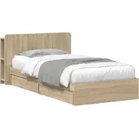 vidaXL Bedombouw met opslag Sonoma Eiken 90 x 200 cm Bewerkt hout