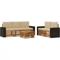 vidaXL Buiten bank set 6 st Natuurlijk en Beige Massief Acacia Hout