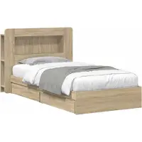 vidaXL Bedombouw met opslag Sonoma Eiken 75 x 190 cm Bewerkt hout