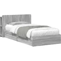 vidaXL Bedombouw met opslag Grijs Sonoma 90 x 190 cm Bewerkt hout