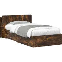 vidaXL Bedombouw met opslag Gerookt eiken 100 x 200 cm Bewerkt hout