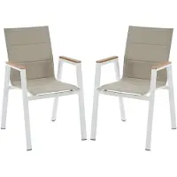 Vente-unique Set van 2 stapelbare tuinstoelen van aluminium en textileen - Wit - LIOUS van MYLIA