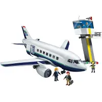 Playmobil Vracht- en passagiersvliegtuig met verkeerstoren/Avion et tour de contrôle