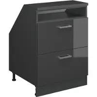 Vicco R-Line Keukenkast voor schuine wand – 60 cm met 2 laden, kastromp 60 cm diepte Antraciet Hoogglans