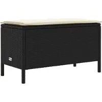 vidaXL Tuin Voetenbank Zwart en Crème 80 x 38 x 45 cm PE Riet