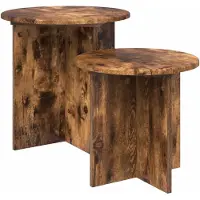 vidaXL Bijzettafelset 2 pcs Gerookte Eik Geconstrueerd hout