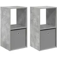 vidaXL Nachtkastje 2 st Beton Grijs 35 x 32 x 68,5 cm Bewerkt hout