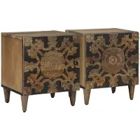 vidaXL Nachtkastje 2 st Bruin 40 x 33,5 x 46 cm Massief Mango Hout