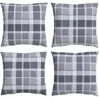 vidaXL Buitenkussen 4 st Stof Grijs Ruit 60 x 60 cm