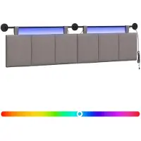 vidaXL Hangend hoofdbord Met LED-verlichting Taupe Stof