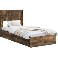 vidaXL Bedframe met opbergruimte en hoofdbord 2 st Bewerkt hout