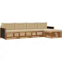 vidaXL Buiten bank set 5 st Natuurlijk en Beige Polyester