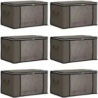 vidaXL opbergdoos met doorzichtige zijkant 6 pcs Grijs 50 x 30 x 25 cm