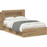 vidaXL Bedombouw met opslag Artisanaal eiken 120 x 200 cm Bewerkt hout