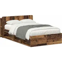 vidaXL Bedombouw met opslag Oud hout 120 x 200 cm Bewerkt hout
