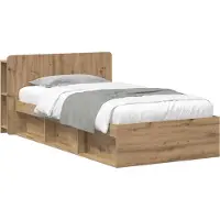 vidaXL Bedombouw met opslag Artisanaal eiken 100 x 200 cm Bewerkt hout