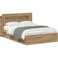 vidaXL Bedombouw met opslag Artisanaal eiken 140 x 190 cm Bewerkt hout