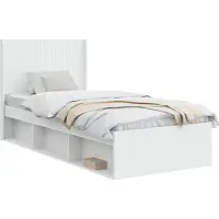 vidaXL Bedframe met opbergruimte en hoofdbord Wit 90 x 190 cm
