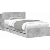 vidaXL Bedframe met opbergruimte en hoofdbord Betongrijs 90 x 190 cm