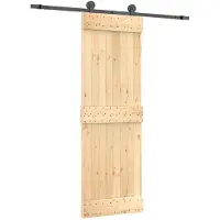 vidaXL Schuifdeur Naturel en Zwart 70 x 210 cm Massief Pine Hout