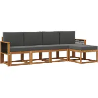 vidaXL Buiten bank set 5 st Natuurlijk en Antraciet Polyester