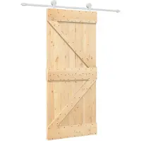 vidaXL Schuifdeur 90 x 210 cm Massief grenenhout Natuurlijk en Wit