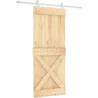 vidaXL Schuifdeur Natuurlijk en Wit 85 x 210 cm Massief Pine Hout