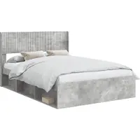 vidaXL Bedframe met opbergruimte en hoofdbord Betongrijs 160 x 200 cm