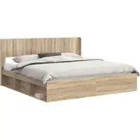 vidaXL Bedframe met opbergruimte en hoofdbord Sonoma Eiken
