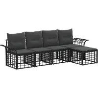 vidaXL Buiten bank set 5 st Zwart en Donker Grijs Polyester