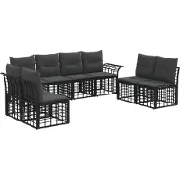 vidaXL Buiten bank set 8 st Zwart en Donker Grijs Polyester