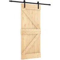 vidaXL Schuifdeur 85 x 210 cm Massief Pine Hout (Onbehandeld)