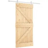 vidaXL Schuifdeur 95 x 210 cm Massief Pine Hout (Onbehandeld)