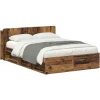 vidaXL Bedombouw met opslag Oud hout 135 x 190 cm Bewerkt hout