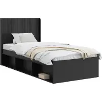 vidaXL Bedframe met opbergruimte en hoofdbord Zwart 100 x 200 cm