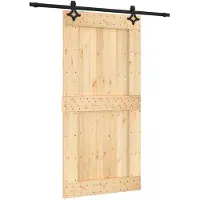 vidaXL Schuifdeur 100 x 210 cm Massief Pine Hout (Onbehandeld)