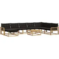 vidaXL Buiten bank set 9 st Wit en zwart Massief Acacia Hout