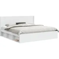 vidaXL Bedframe met opbergruimte en hoofdbord Wit 200 x 200 cm
