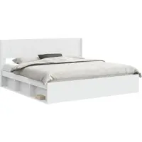 vidaXL Bedframe met opbergruimte en hoofdbord Wit 180 x 200 cm