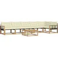 vidaXL Buiten bank set 7 st Wit en crèmekleurig