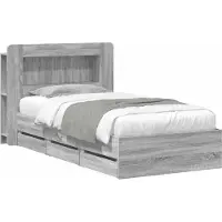vidaXL Bedframe met opbergruimte en hoofdbord Grijs Sonoma 90 x 200 cm
