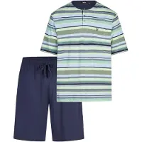 Hajo heren shortama groen blauw gestreept | Maat 58
