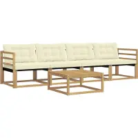 vidaXL Buiten bank set 5 st Wit en crèmekleurig