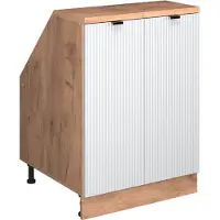 Vicco Keukenkast voor schuine wand R-Line Witte golf 60 cm met 2 deuren, kastromp 60 cm diepte, Model 60668